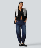 Mid Rise Casual Balloon Jeans with Pockets — Inkling Blue Denim — view 8