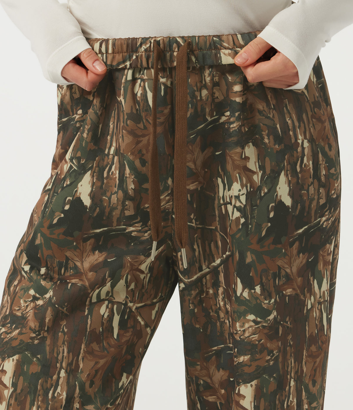 High Waisted Casual Sweatpants with Pockets — Fall Birch Camo — view 6