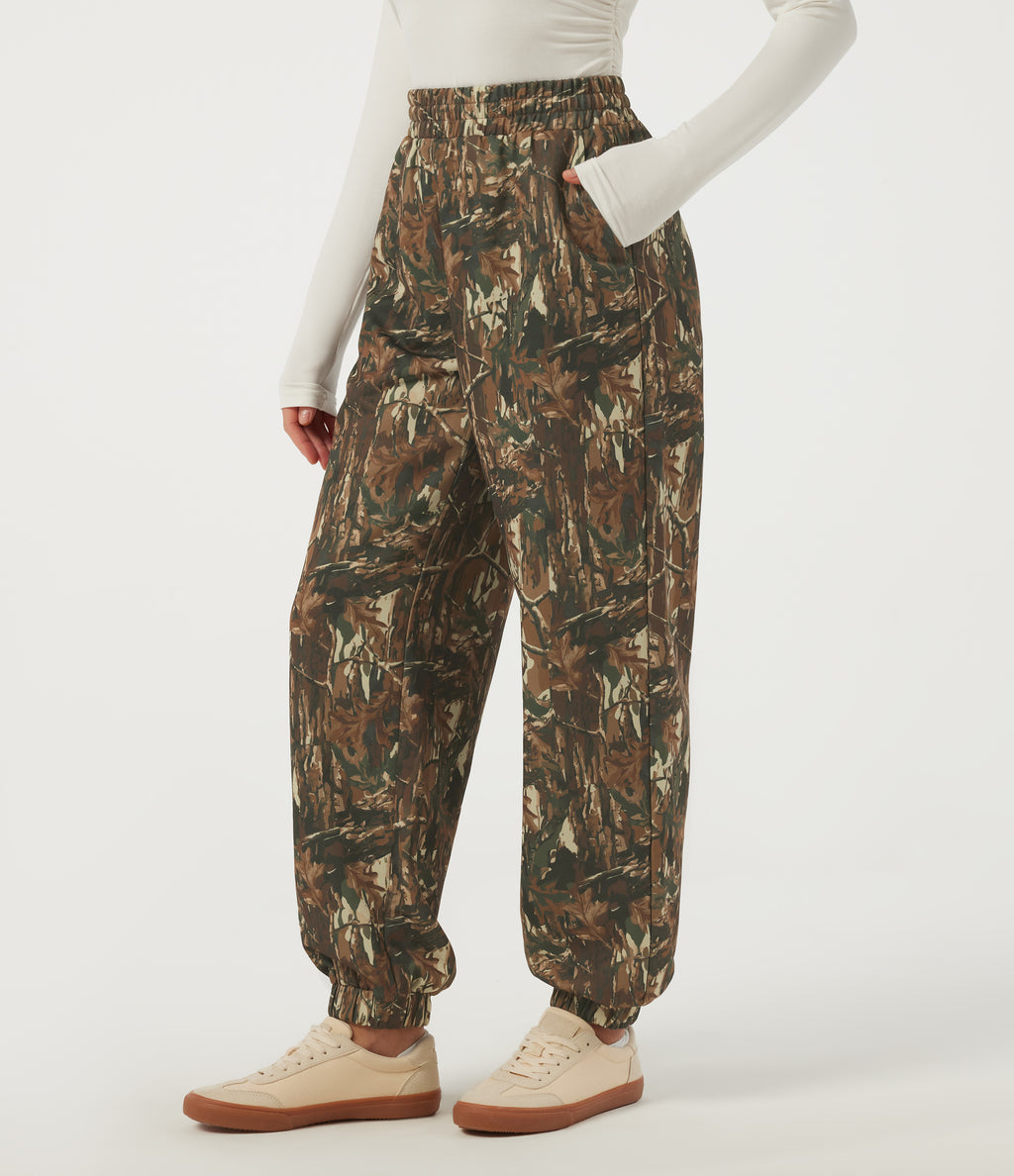 High Waisted Casual Sweatpants with Pockets — Fall Birch Camo — view 1