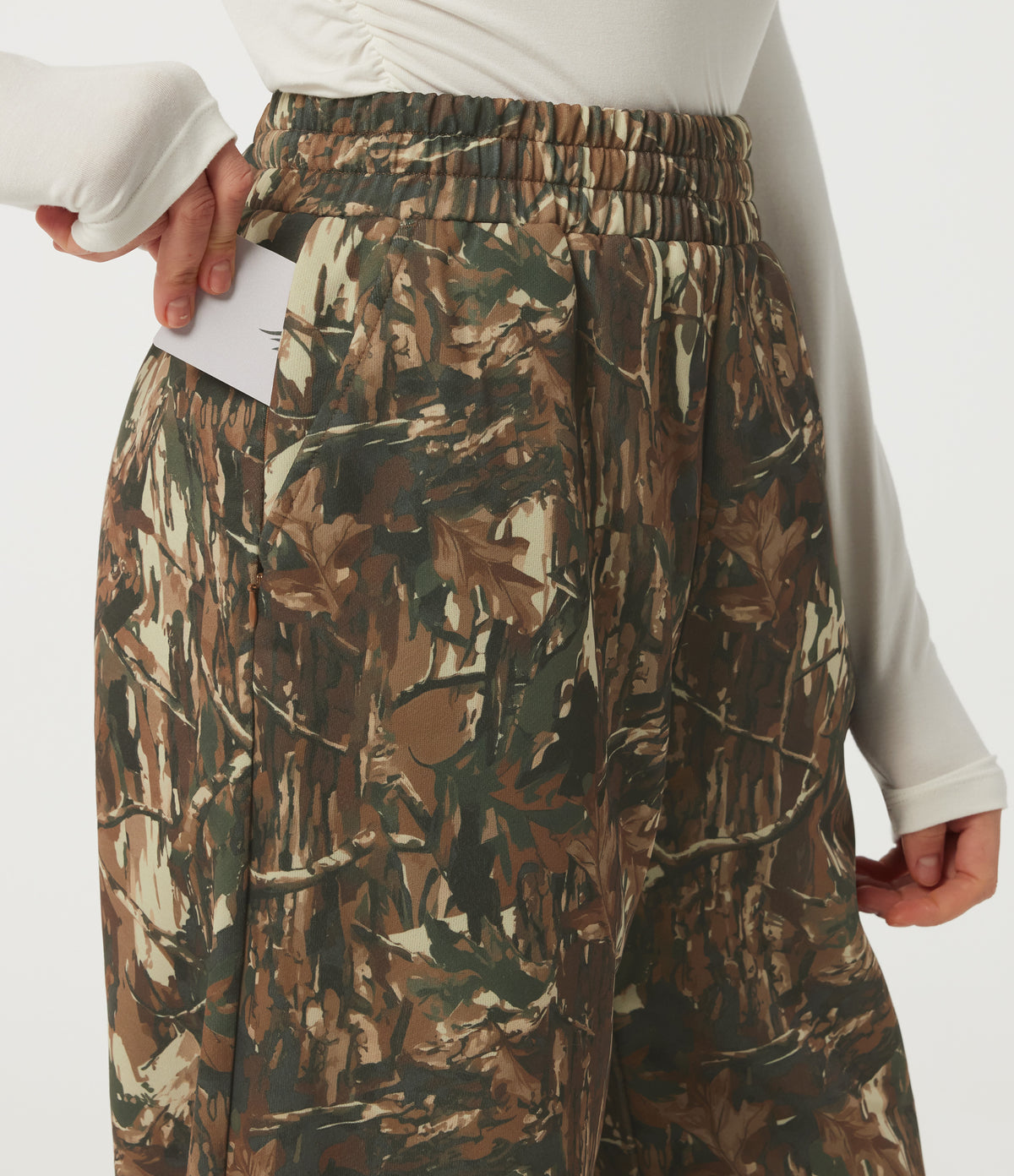 High Waisted Casual Sweatpants with Pockets — Fall Birch Camo — view 4