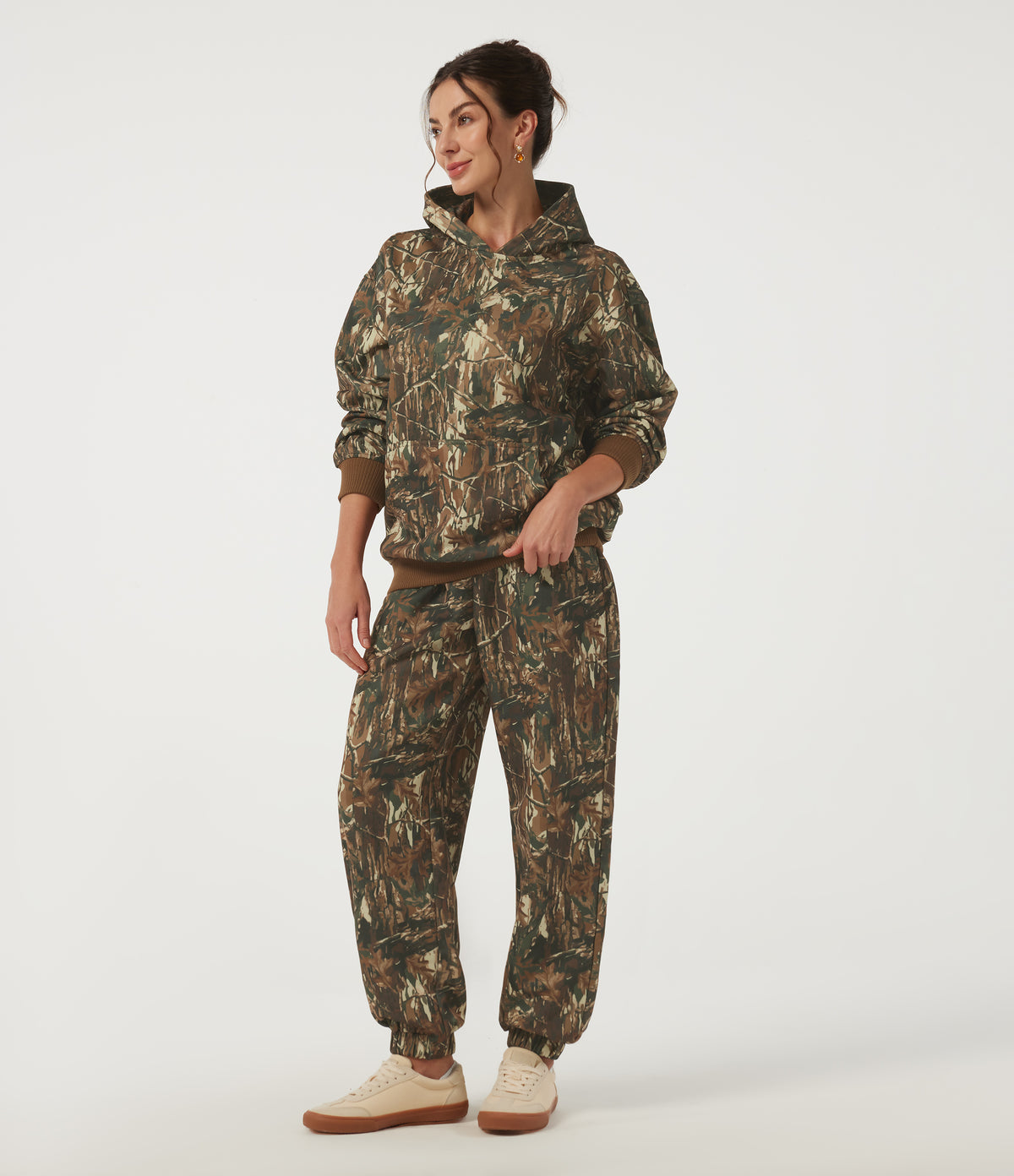 High Waisted Casual Sweatpants with Pockets — Fall Birch Camo — view 7