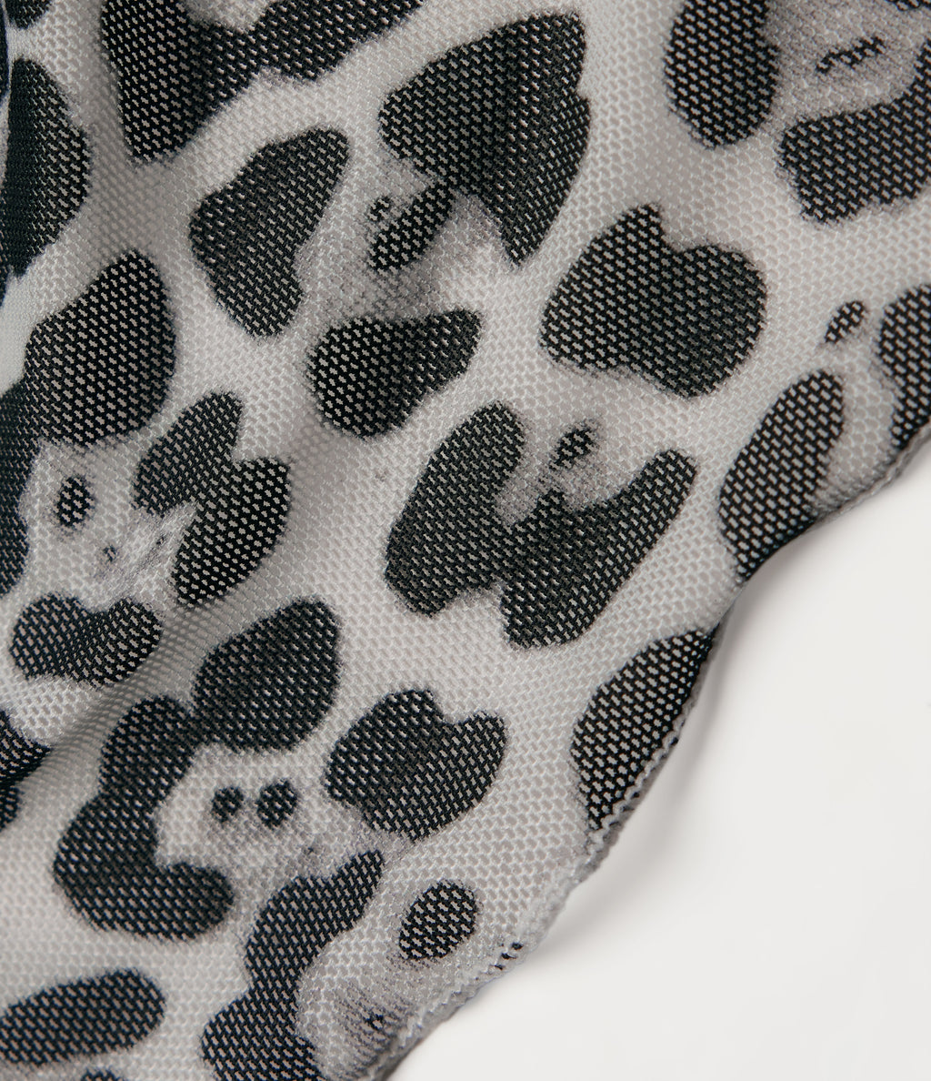 Mock Neck Long Sleeve Leopard Print Casual T-Shirt with Thumbholes — Charcoal Camo — view 8