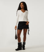 V Neck Long Sleeve Contrast Lace Casual Cardigan — Candied Cloud — view 7