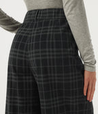 High Waisted Straight Leg Corduroy Casual Trousers with Pockets — Blue Slate Argyle — view 5