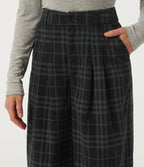 High Waisted Straight Leg Corduroy Casual Trousers with Pockets — Blue Slate Argyle — view 4