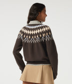 Round Neck Long Sleeve Geometric Casual Jumper — Delicioso — view 2