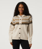 Round Neck Long Sleeve Casual Cardigan — Sandshell — view 1