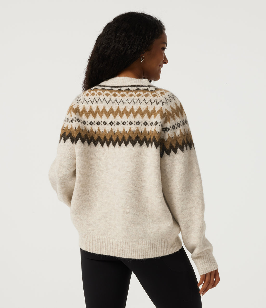 Round Neck Long Sleeve Casual Cardigan — Sandshell — view 2