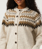 Round Neck Long Sleeve Casual Cardigan — Sandshell — view 5