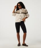 Round Neck Long Sleeve Casual Cardigan — Sandshell — view 6