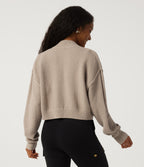 Round Neck Long Sleeve Casual Cardigan — Doeskin — view 2
