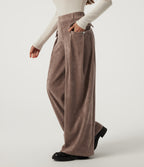 Mid Rise Baggy Corduroy Casual Trousers with Pockets — Acorn — view 1