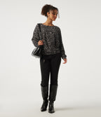 Round Neck Long Sleeve Leopard Print Casual Top — Smoke Jungle — view 6