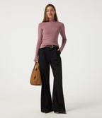 Mock Neck Long Sleeve Work Jumper with Thumbholes — Ash Rose — view 7
