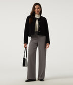 High Waisted Wide Leg Casual Trousers with Pockets — Silent Storm — view 7