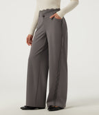 High Waisted Wide Leg Casual Trousers with Pockets — Silent Storm — view 1