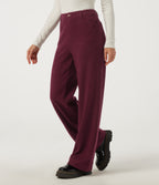 Mid Rise Straight Leg Casual Trousers with Pockets — Cabernet — view 3