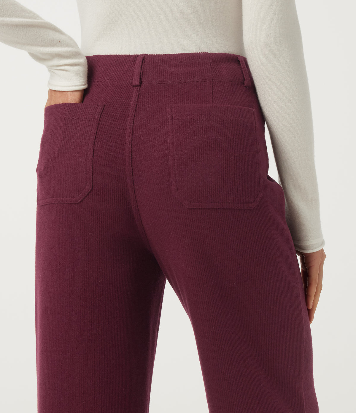 Mid Rise Straight Leg Casual Trousers with Pockets — Cabernet — view 5