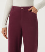 Mid Rise Straight Leg Casual Trousers with Pockets — Cabernet — view 4