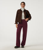 Mid Rise Straight Leg Casual Trousers with Pockets — Cabernet — view 6