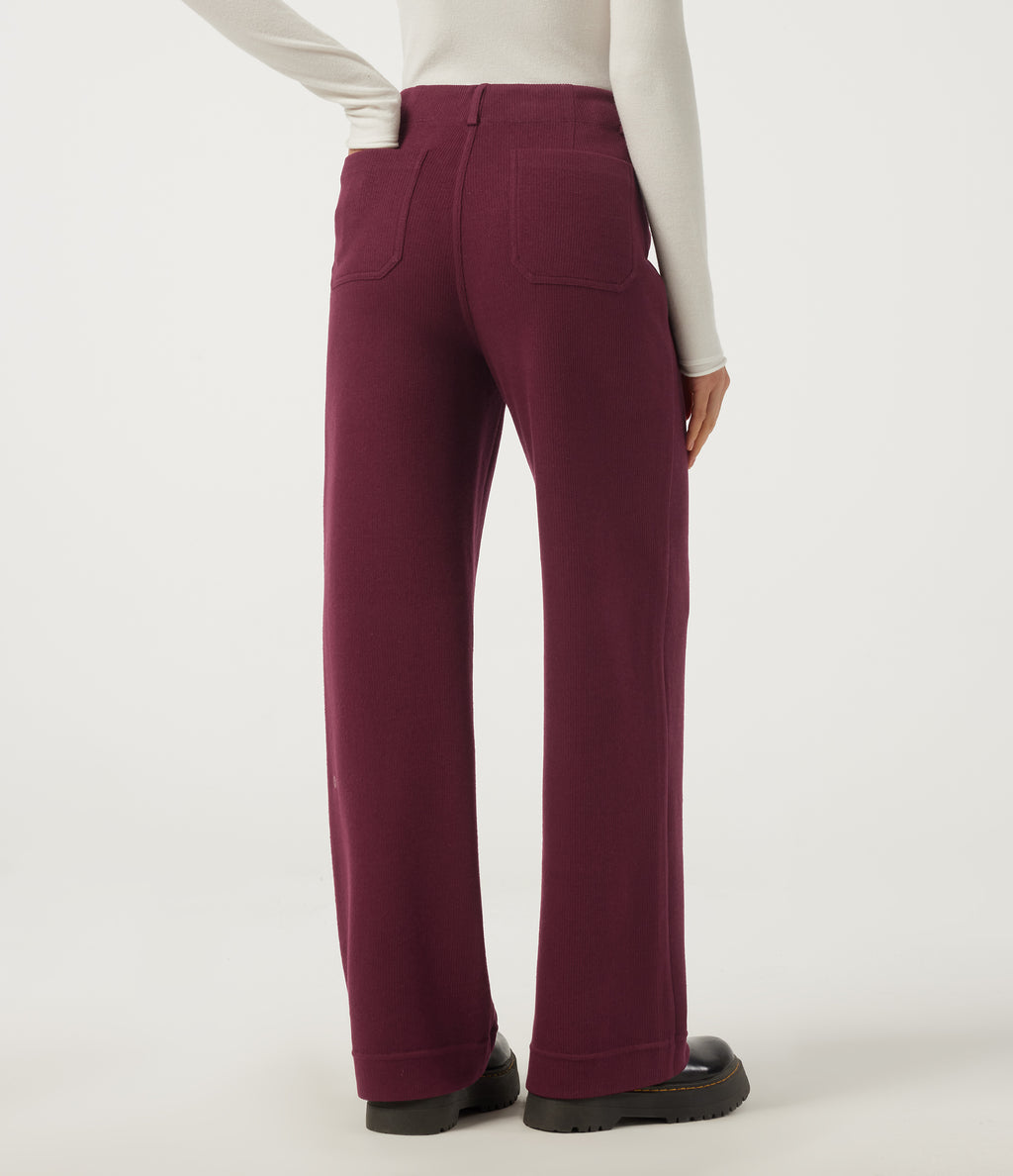 Mid Rise Straight Leg Casual Trousers with Pockets — Cabernet — view 2