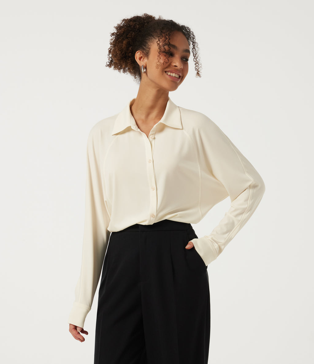 Raglan Long Sleeve Casual Shirt — Halo Linen — view 5
