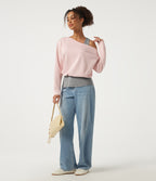 One Shoulder Long Sleeve Color Block Casual T-Shirt — Potpourri — view 8