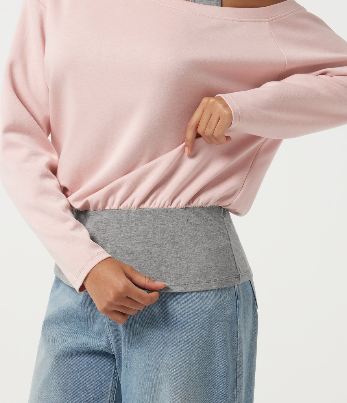 One Shoulder Long Sleeve Color Block Casual T-Shirt — Potpourri — view 6