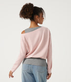 One Shoulder Long Sleeve Color Block Casual T-Shirt — Potpourri — view 2
