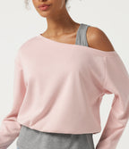 One Shoulder Long Sleeve Color Block Casual T-Shirt — Potpourri — view 5