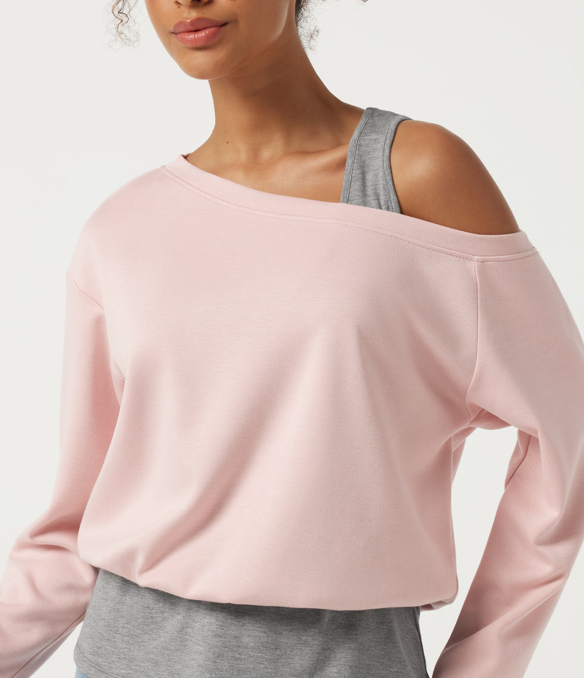 One Shoulder Long Sleeve Color Block Casual T-Shirt — Potpourri — view 5