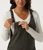 V Neck Sleeveless Straight Leg Corduroy Casual Overall with Pockets — Black Olive — view 4
