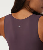 Airy V Neck Sleeveless Contrast Lace Yoga Jumpsuit with Built-in Bra - Edition — Potent Purple — view 6