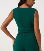 Boat Neck Sleeveless Baggy Work Jumpsuit with Pockets - Edition — Rain Forest — view 5