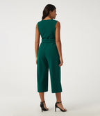 Boat Neck Sleeveless Baggy Work Jumpsuit with Pockets - Edition — Rain Forest — view 2