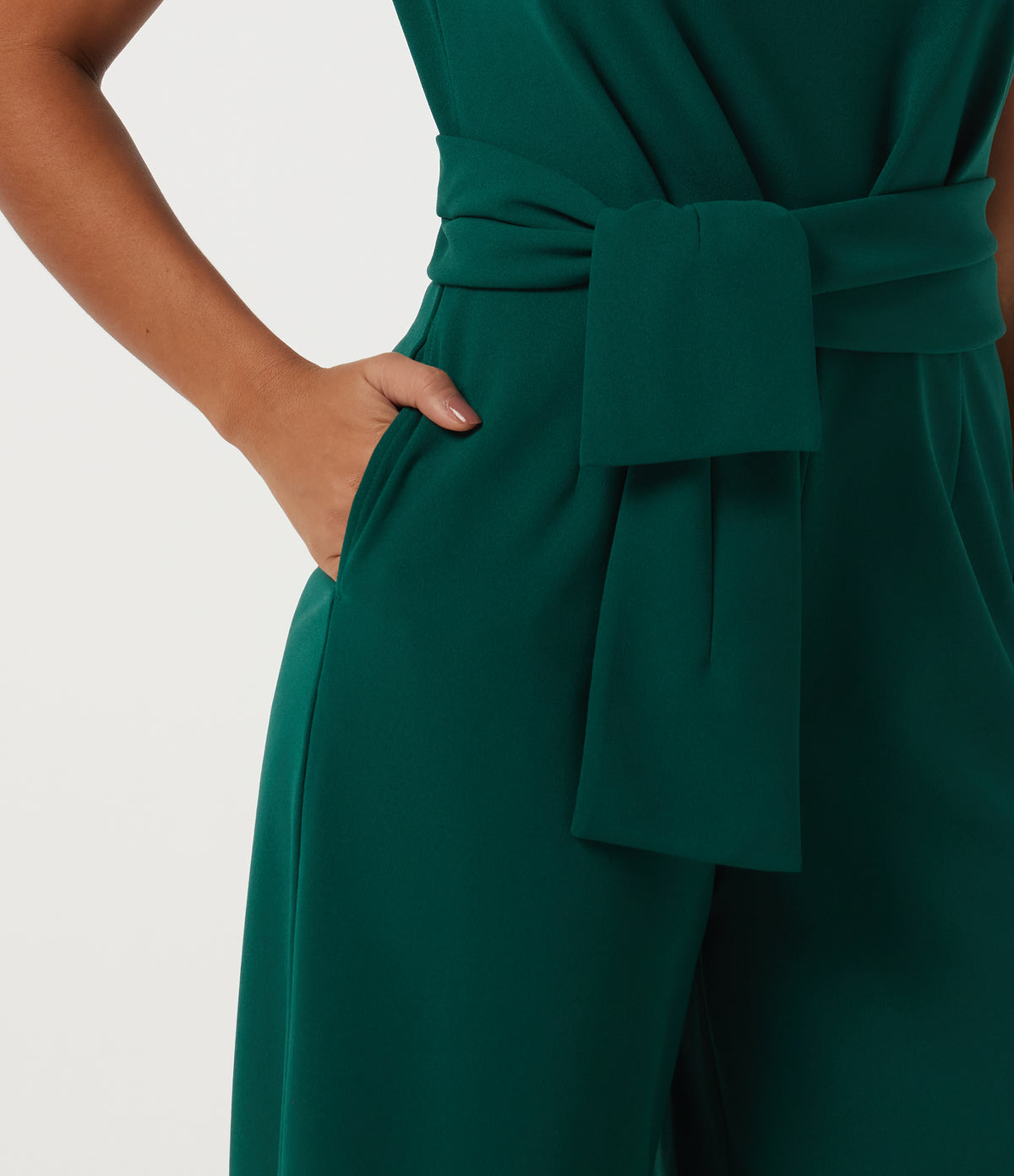Boat Neck Sleeveless Baggy Work Jumpsuit with Pockets - Edition — Rain Forest — view 6