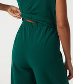 Boat Neck Sleeveless Baggy Work Jumpsuit with Pockets - Edition — Rain Forest — view 7