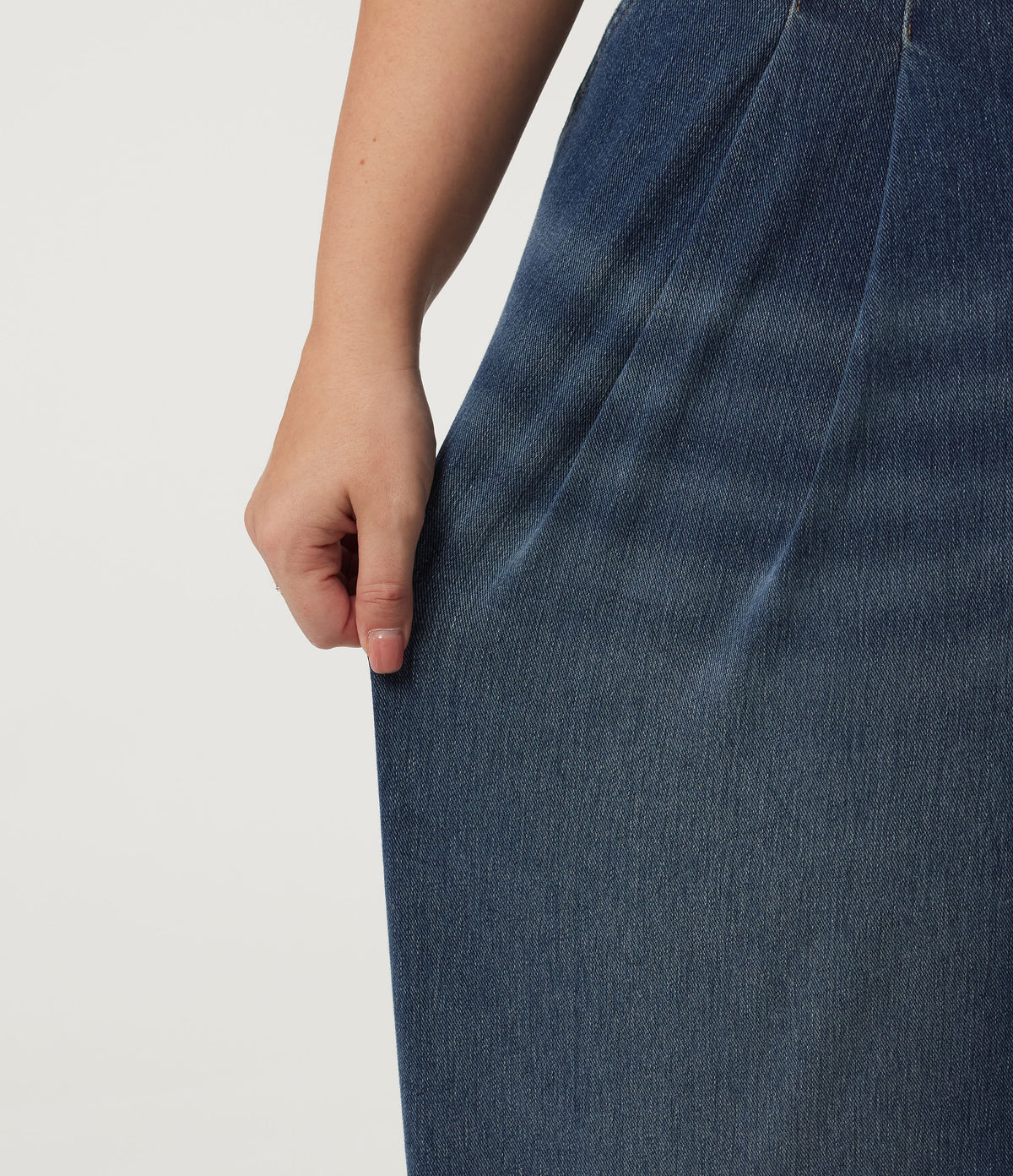 Plus Size Mid Rise Casual Cotton Jeans with Pockets — Pageant Blue Denim — view 6