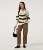 High Waisted Tapered Work Trousers with Pockets — Sepia — view 7