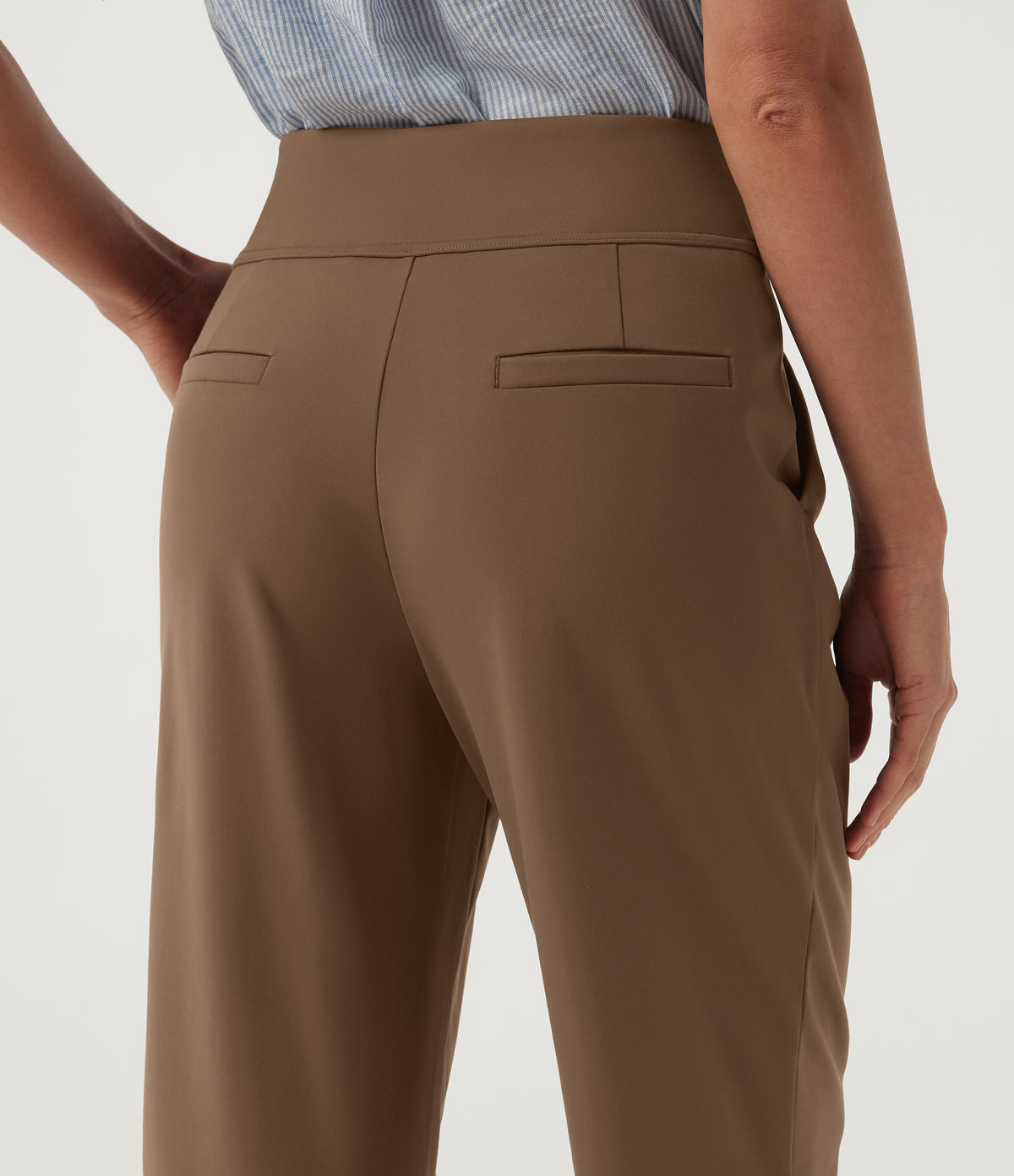 High Waisted Tapered Work Trousers with Pockets — Sepia — view 5
