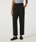 High Waisted Tapered Work Trousers with Pockets — Black — view 8