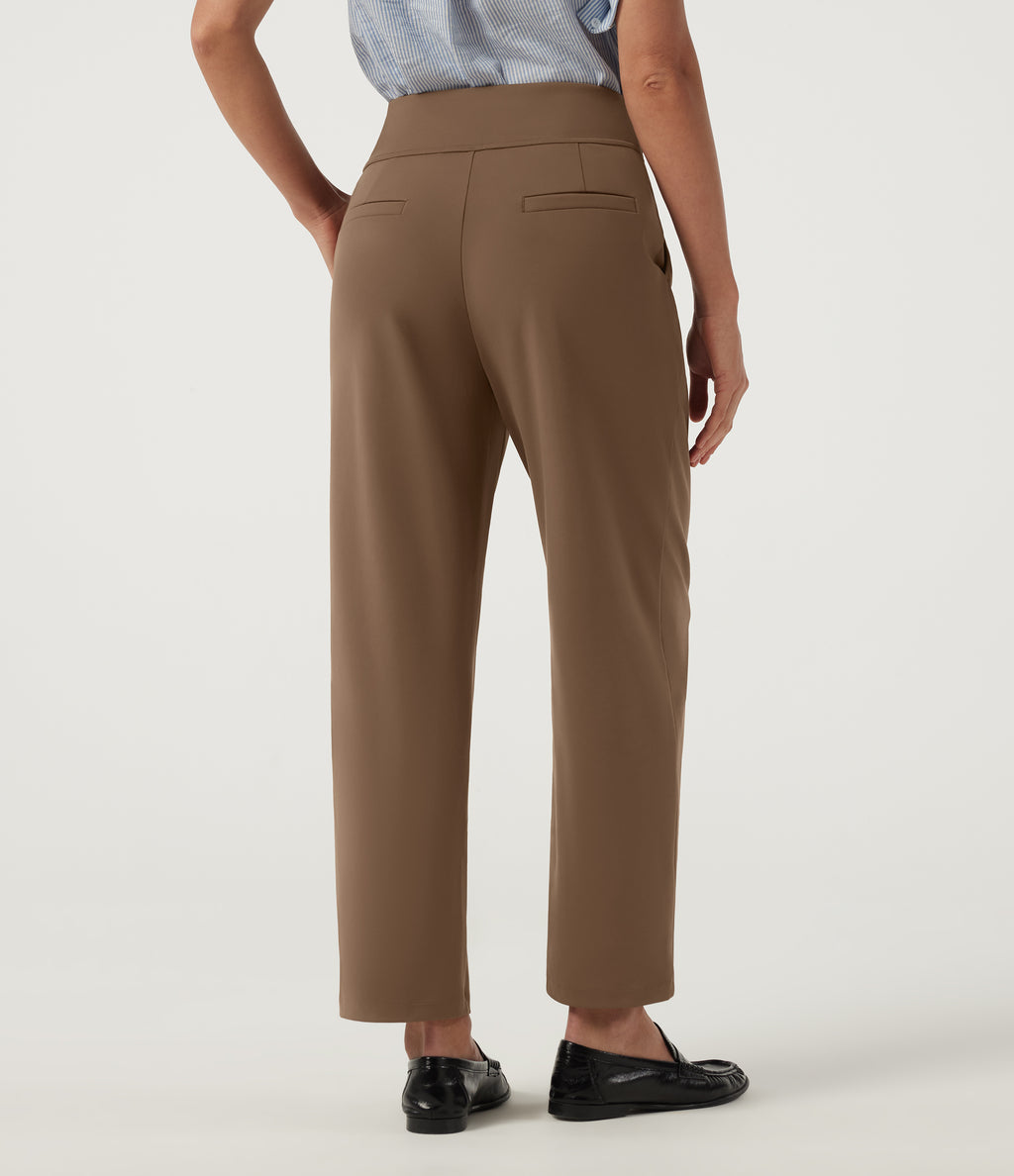 High Waisted Tapered Work Trousers with Pockets — Sepia — view 2