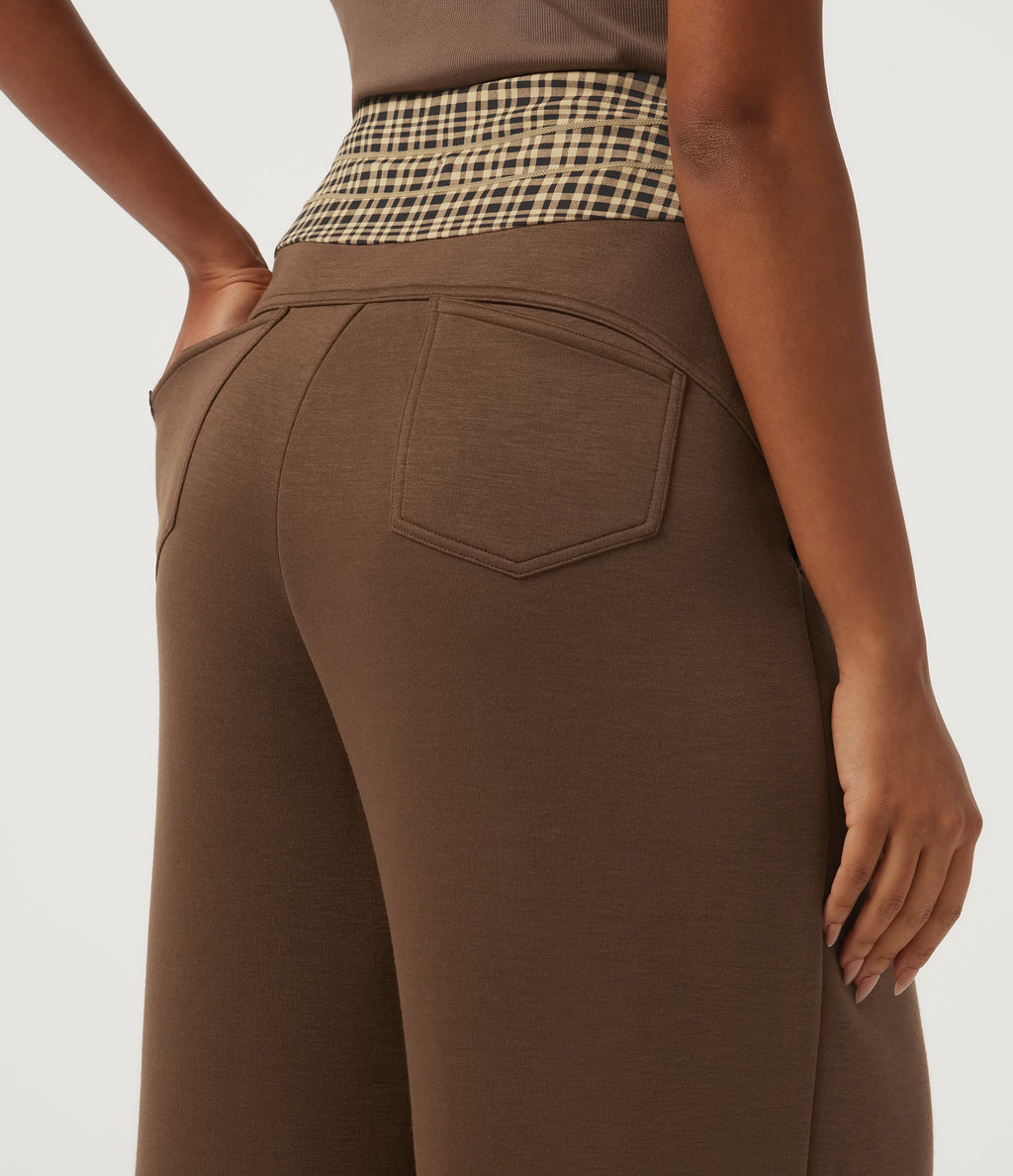 SpacerTek High Waisted Drawstring Baggy Casual Sweatpants with Pockets — Cocoa Brown — view 5