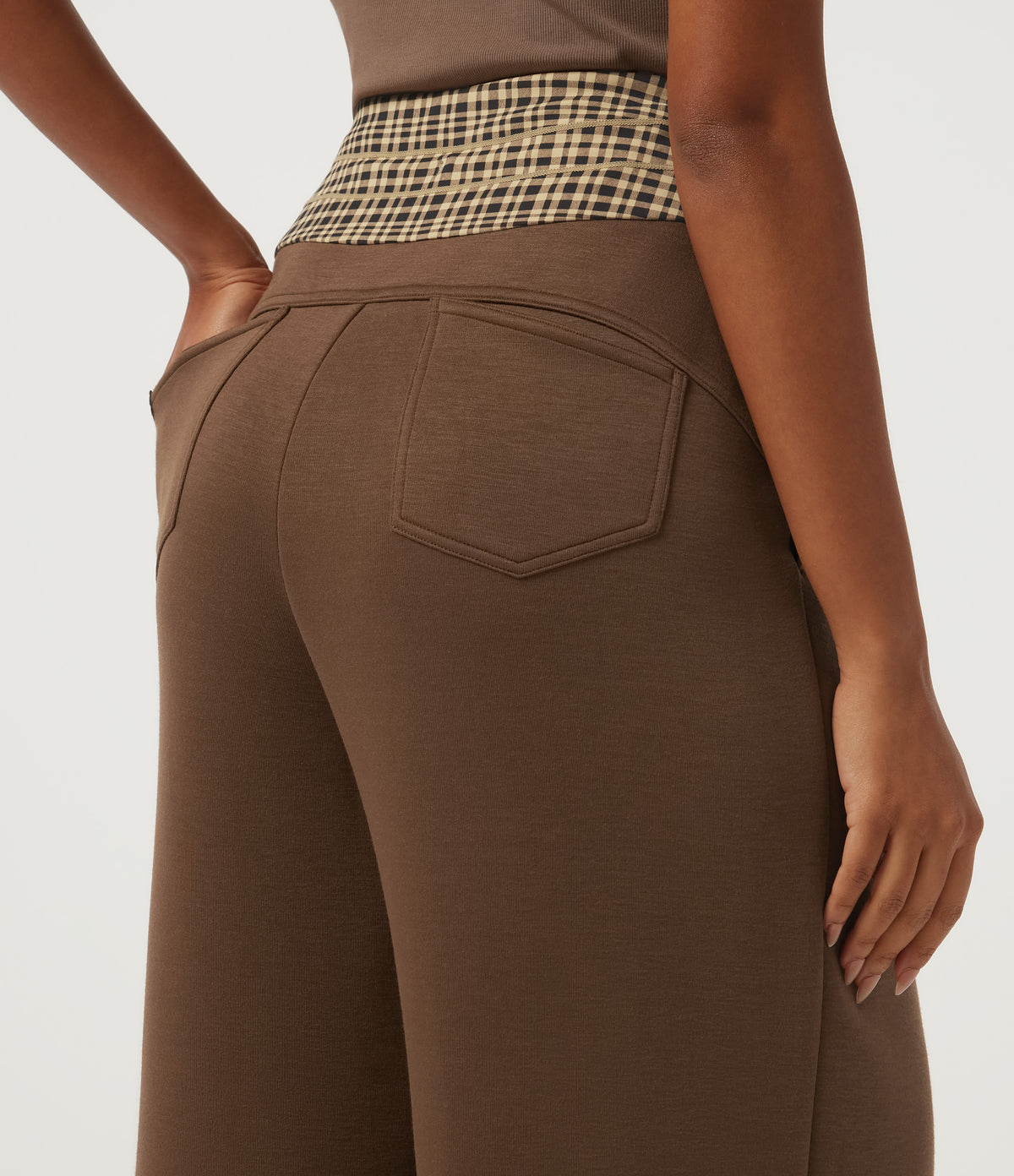 SpacerTek High Waisted Drawstring Baggy Casual Sweatpants with Pockets — Cocoa Brown — view 5