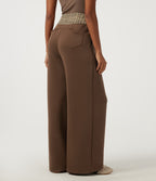 SpacerTek High Waisted Drawstring Baggy Casual Sweatpants with Pockets — Cocoa Brown — view 2