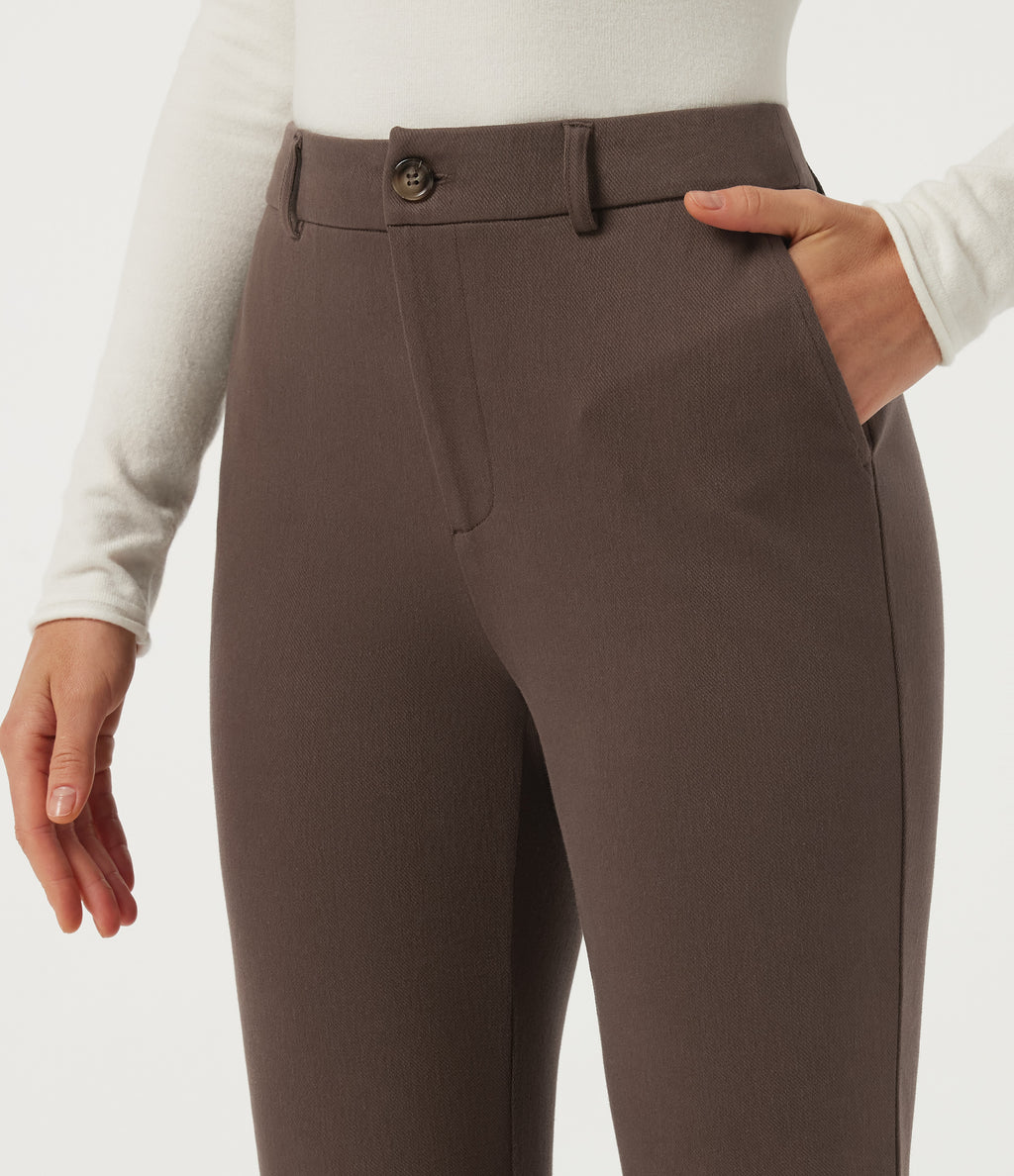 Mid Rise Slim Work Trousers with Pockets — Chocolate Martini — view 4