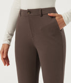 Mid Rise Slim Work Trousers with Pockets — Chocolate Martini — view 4