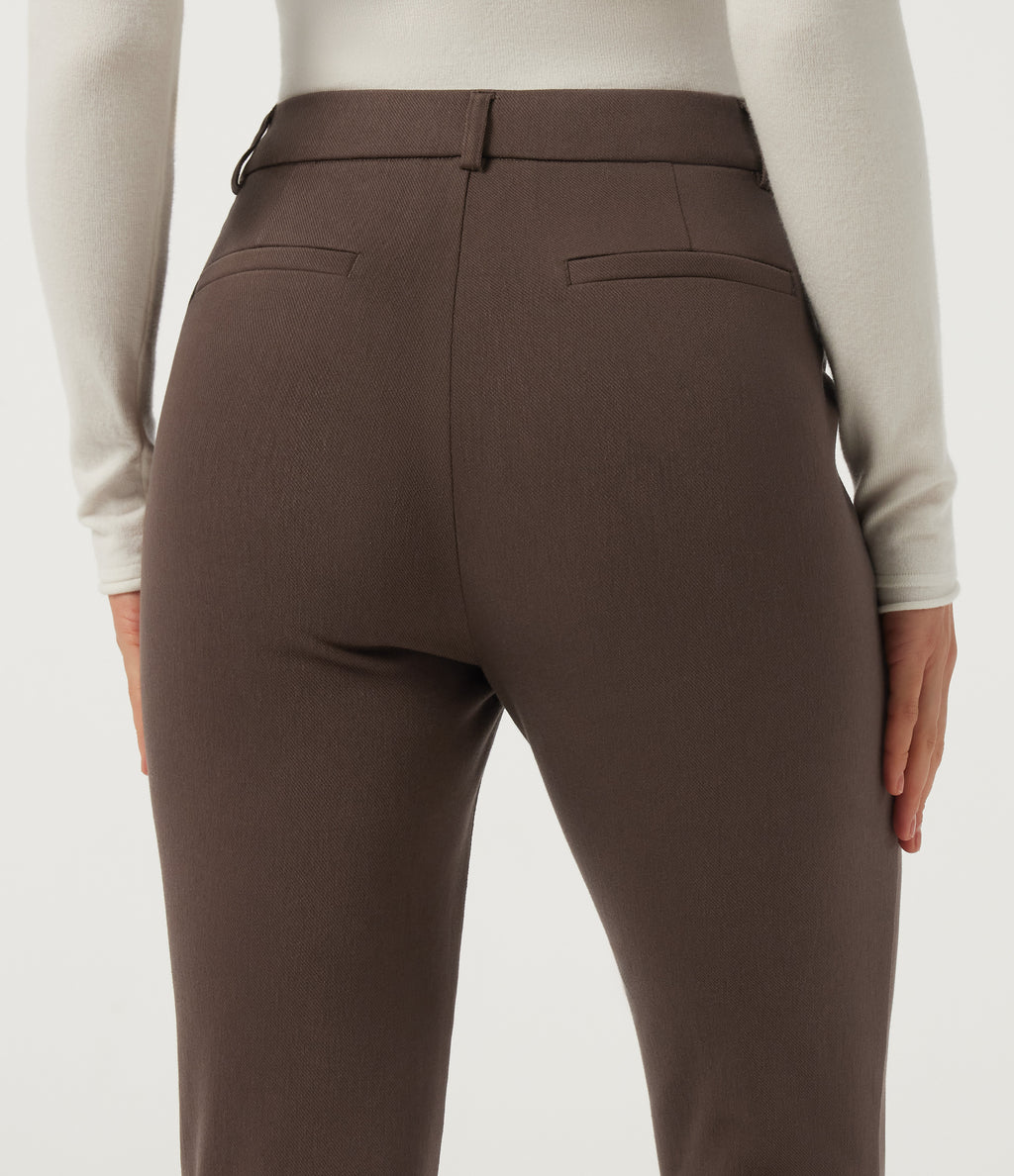 Mid Rise Slim Work Trousers with Pockets — Chocolate Martini — view 5