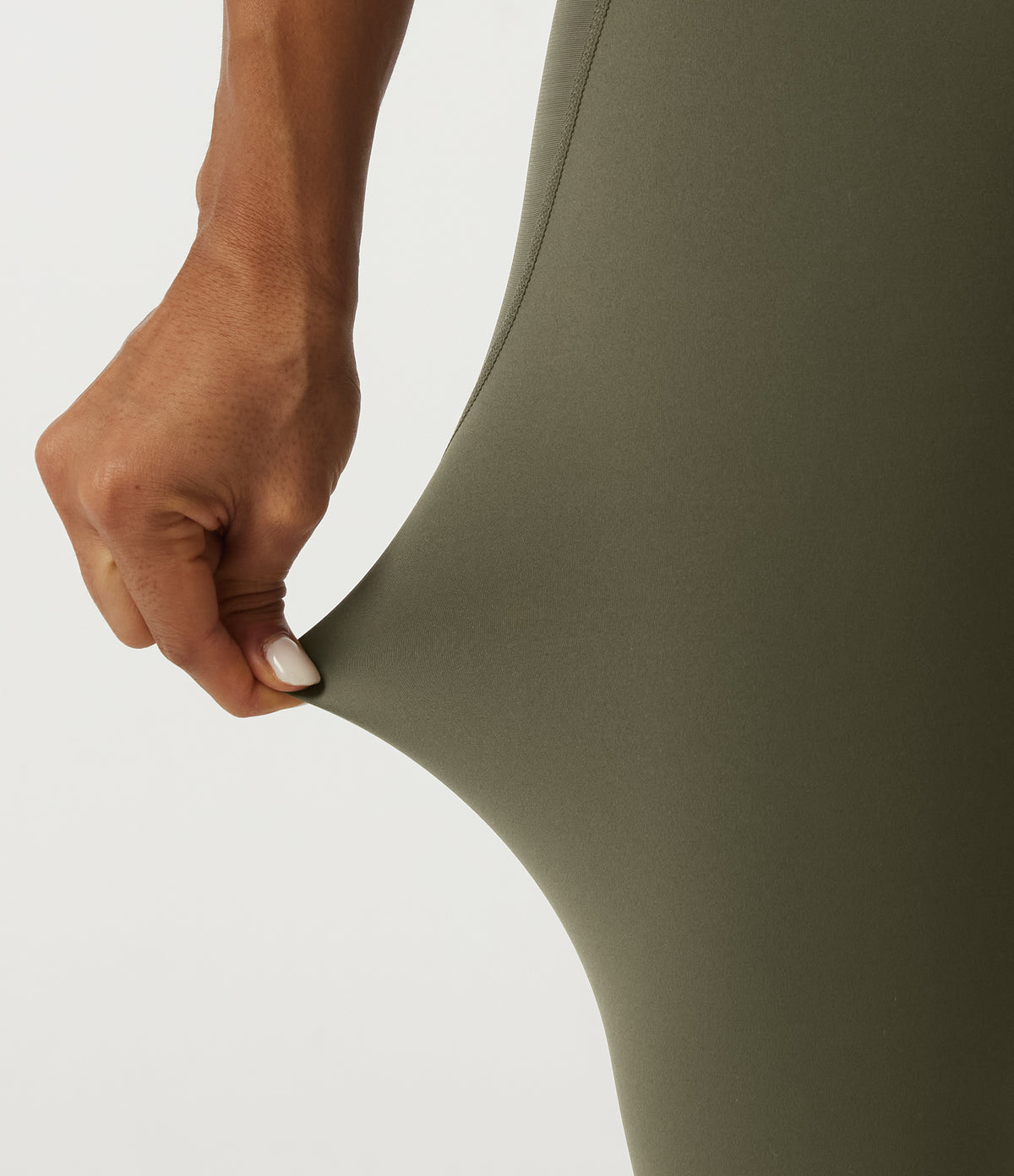Quick Dry High Waisted Drawstring Tummy Control Running Leggings with Pockets — Grass Grey Green — view 8