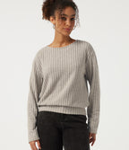 Long Sleeve Tie Back Lounging Top — Warm Grey Floral Velvet — view 5